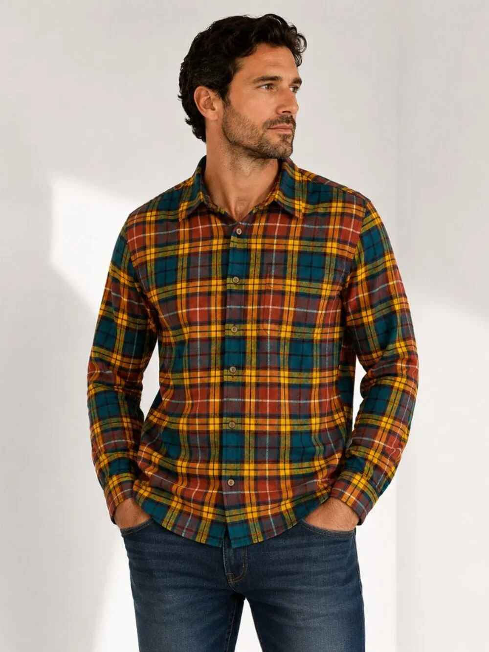 J.Crew Re-Imagined Flannel Shirt Mens L Plaid Button Up‎ Long Sleeve